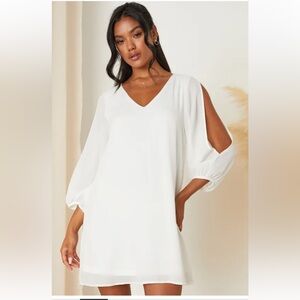 Lulus Shifting Dears White Ivory Long Sleeve Dress